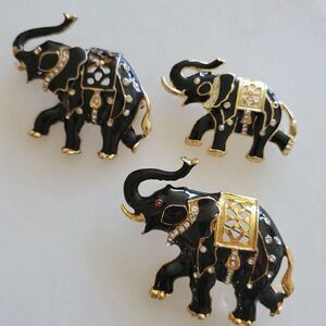 3 Elephant Pins Trunk Up Set of 3 Vintage Scatter Pins